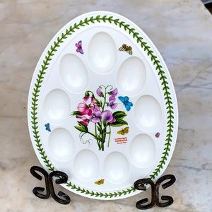 BOTANIC GARDEN BY PORTMEIRION DEVILED EGG PLATE SWEET PEA PORCELAIN WHITE FLORAL